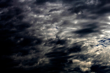 Stormy skies with dramatic, dark clouds