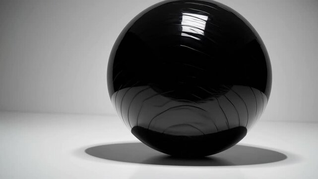 3D Rendered Pilates Ball as Black Object with Shadow and Clipping Path for Healthy Life Concepts