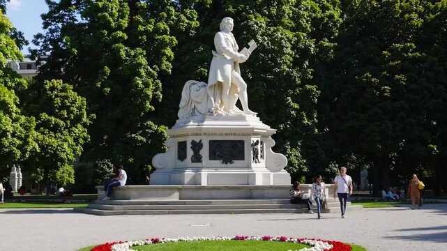sculpted likeness of renowned classical composer situated in royal garden park