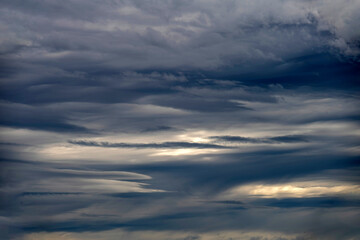 Stormy skies with dramatic, dark clouds