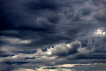 Stormy skies with dramatic, dark clouds