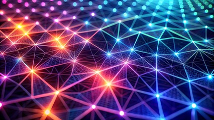 Abstract Network of Interconnected Lines and Glowing Nodes in Vibrant Colors for Background