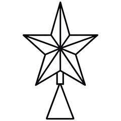tree topper star line art icon