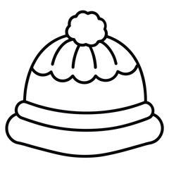 wool hat line art icon