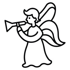 angel with trumpet line art icon