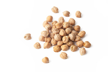 Food background from a texture of raw chickpeas close-up