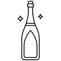 champagne bottle line art icon