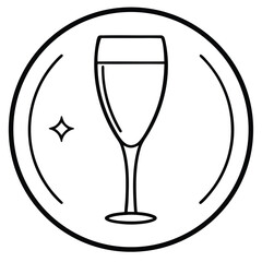 champagne glass line art icon