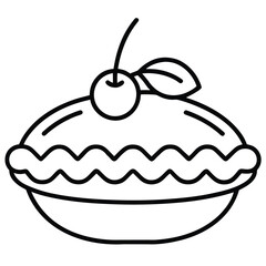 cherry pie line art icon