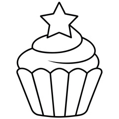 cupcake with star line art icon