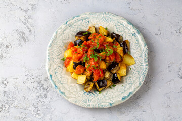 Traditional Turkish food; eggplant meze (Turkish name; saksuka)