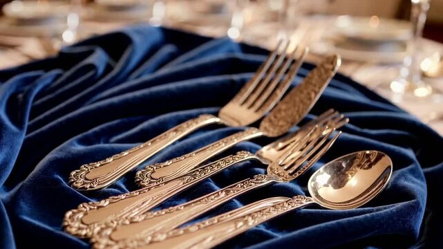 Attractive Silverware Design Pattern Elegant Antique Silver Cutlery Collection Banquet Concept