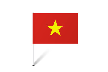 Vietnam flag - map pin flag representing a country cultural identity and heritage. The essence of national pride and unity. Map pin flag stuck in a white background