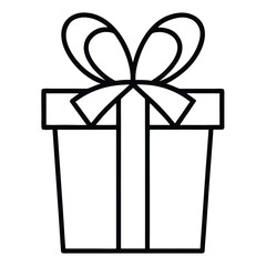 gift with ribbon line art icon