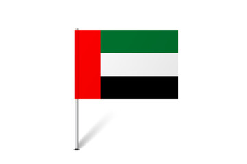United Arab Emirates flag - map pin flag representing a country cultural identity and heritage. The essence of national pride and unity. Map pin flag stuck in a white background