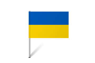 Ukraine flag - map pin flag representing a country cultural identity and heritage. The essence of national pride and unity. Map pin flag stuck in a white background
