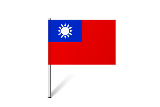 Taiwan flag - map pin flag representing a country cultural identity and heritage. The essence of national pride and unity. Map pin flag stuck in a white background