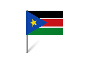 South Sudan flag - map pin flag representing a country cultural identity and heritage. The essence of national pride and unity. Map pin flag stuck in a white background