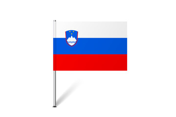 Slovenia flag - map pin flag representing a country cultural identity and heritage. The essence of national pride and unity. Map pin flag stuck in a white background