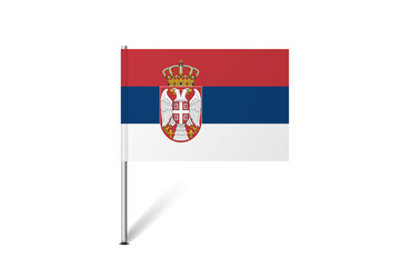 Serbia flag - map pin flag representing a country cultural identity and heritage. The essence of national pride and unity. Map pin flag stuck in a white background