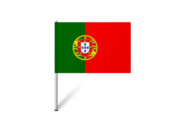 Portugal flag - map pin flag representing a country cultural identity and heritage. The essence of national pride and unity. Map pin flag stuck in a white background