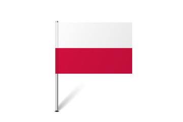Poland flag - map pin flag representing a country cultural identity and heritage. The essence of national pride and unity. Map pin flag stuck in a white background