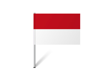 Monaco flag - map pin flag representing a country cultural identity and heritage. The essence of national pride and unity. Map pin flag stuck in a white background