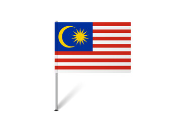Malaysia flag - map pin flag representing a country cultural identity and heritage. The essence of national pride and unity. Map pin flag stuck in a white background