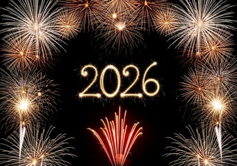 Sparkling Fireworks Display Celebrating the Arrival of the Year Twenty Twenty Six with Festive Celebrations and Bright New Beginnings