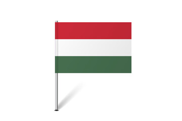 Hungary flag - map pin flag representing a country cultural identity and heritage. The essence of national pride and unity. Map pin flag stuck in a white background