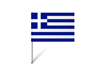 Greece flag - map pin flag representing a country cultural identity and heritage. The essence of national pride and unity. Map pin flag stuck in a white background