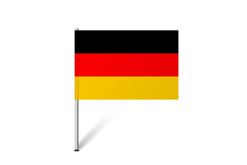 Germany flag - map pin flag representing a country cultural identity and heritage. The essence of national pride and unity. Map pin flag stuck in a white background