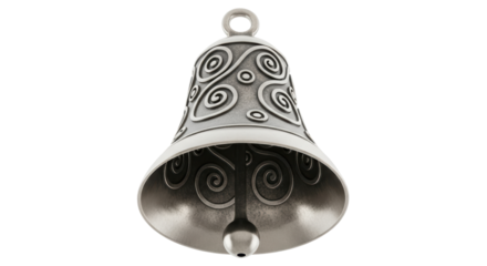 Isolated Silver Bell with Swirl Design