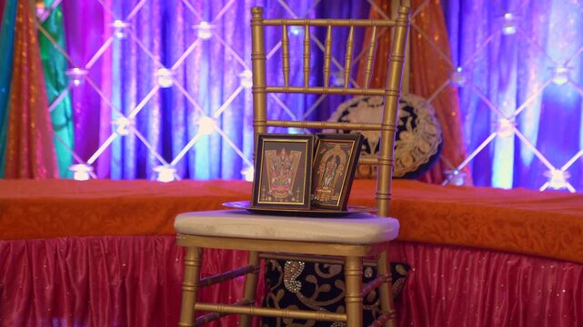 Elegant Chiavari Chair with Decor Event Wedding Party and Festive Backdrop