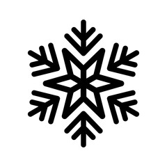 Snowflake icon. Black outline linear silhouette. Editable strokes. Front view. Vector simple flat graphic illustration. Isolated object on white background. Isolate.