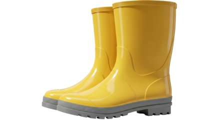 Isolated Yellow Rain Boots
