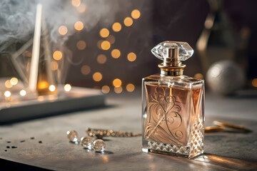 antique perfume bottle  with antique perfume and glass