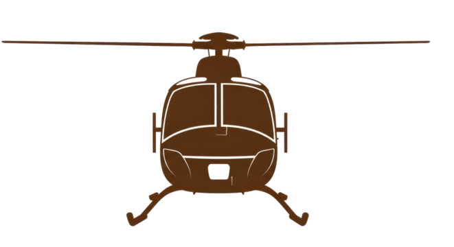 Isolated Silhouette of Helicopter Front View
