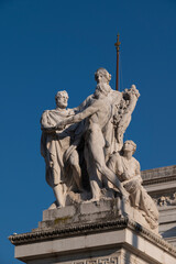 The National Monument to Vittorio Emanuele II, also known as the Vittoriano or Altare della Patria: detail of the statues, Rome, Italy