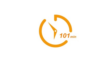 101 minute timer clock animation. Countdown stopwatch and clock icon with 101 minute label for cooking, workout fitness, and time management on white background with alpha channel. - Powered by Adobe