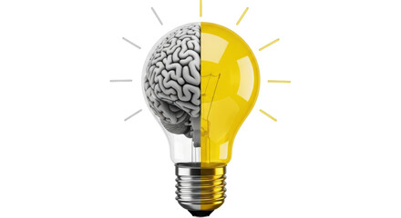 Isolated Brain and Light Bulb Concept © Claudia