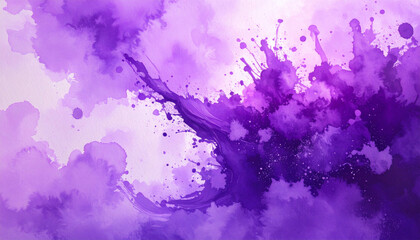 Purple Watercolor Splashes &ndash; Abstract Artistic Paint Texture for Creative Design,