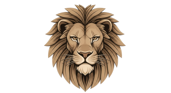 Isolated Lion Head Portrait