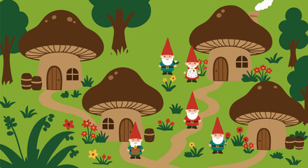 Obraz premium Whimsical Gnomes in Forest