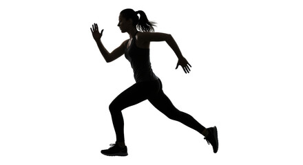 Isolated Woman Running Silhouette