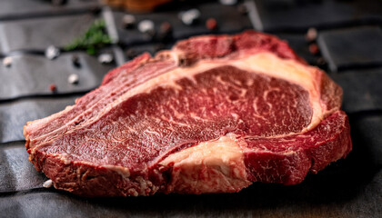 Fototapeta premium gourmet ribeye steak slices with rich marbling perfectly cut for culinary masterpieces and grilling