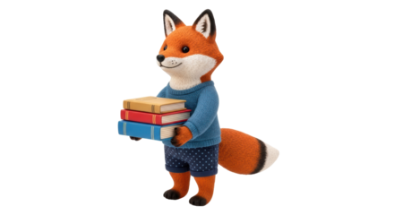 Isolated Fox Holding Books