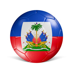 Soccer ball with Haiti flag 3d render front view