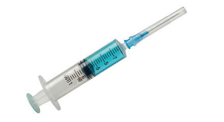 Isolated Syringe with Blue Liquid