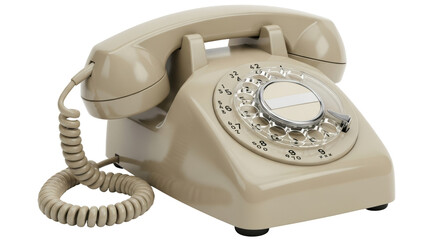 Isolated Beige Rotary Dial Telephone